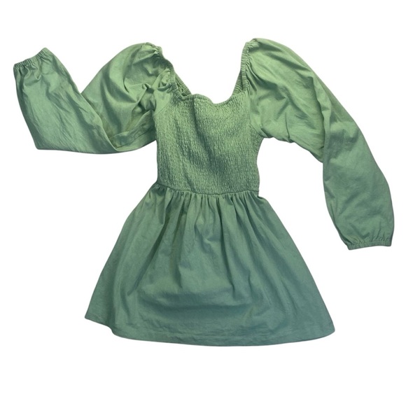 Free People Beach Dresses & Skirts - FP Beach by Free People Green Puff Sleeve Smocked Mini Dress M